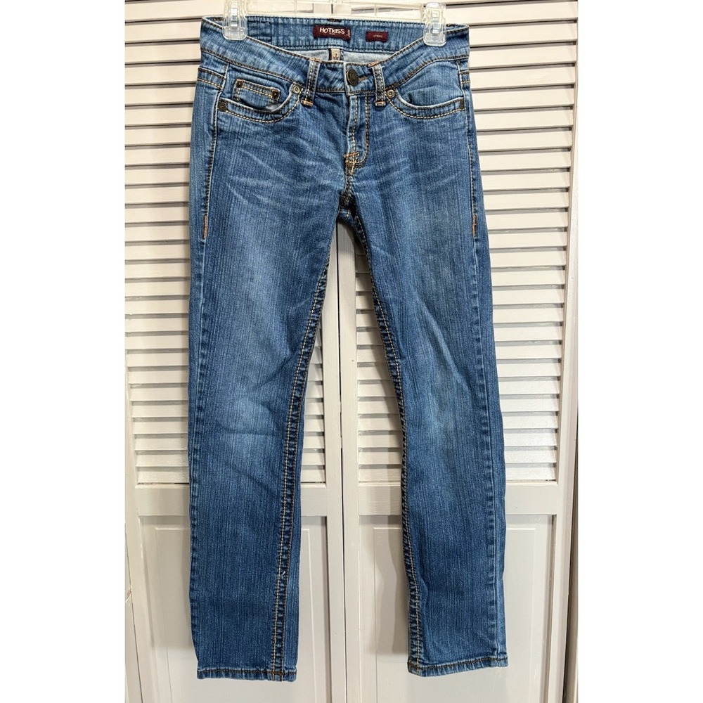 Hot Kiss Straight Chloe Med Wash Denim Jeans Size 7/28 Low Rise Pockets